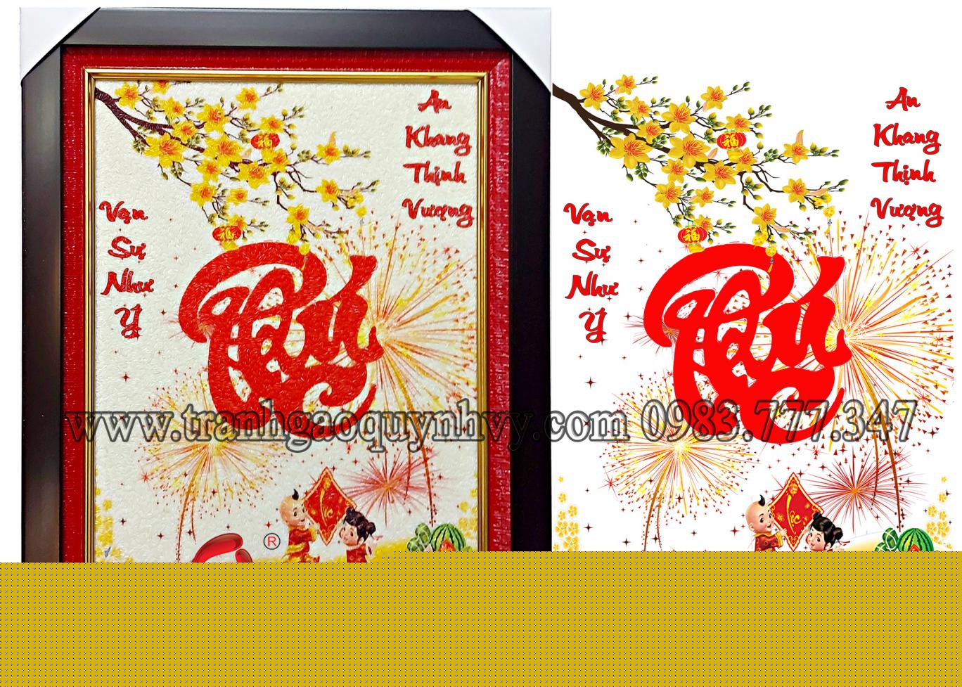 Tranh Gạo Mẫu Phúc - Tết 2022 - 30 x 40
