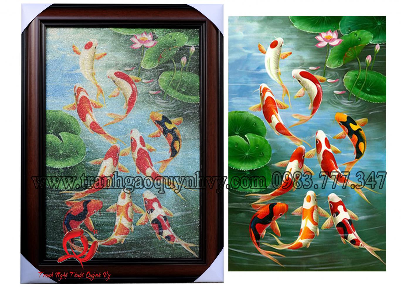 Tranh Gao Cá Koi 40 x 60