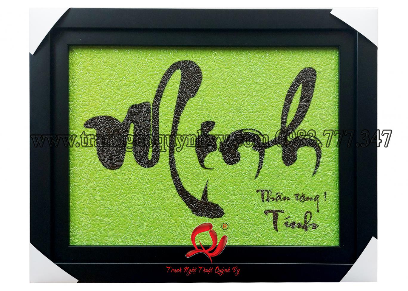 Tranh Gạo Màu Chữ Thư Pháp Minh - 30 x 40