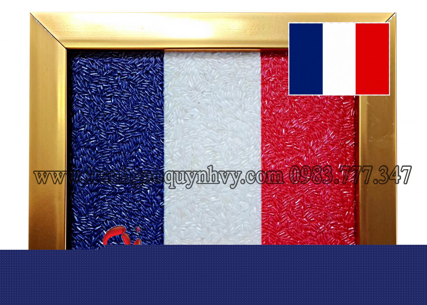 Tranh Gạo Quốc Kỳ Pháp - 14 x 16